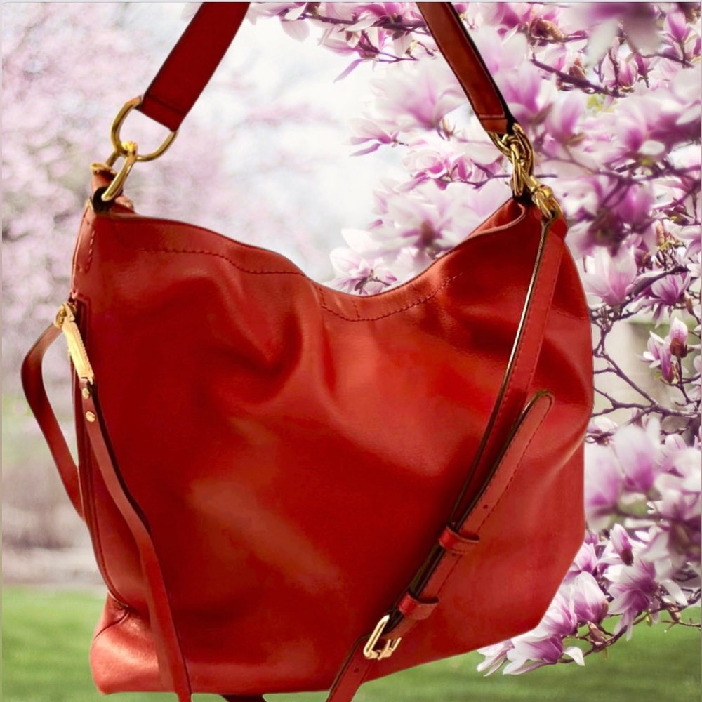 Rebecca Minkoff Rochelle Leather Hobo in Deep Red